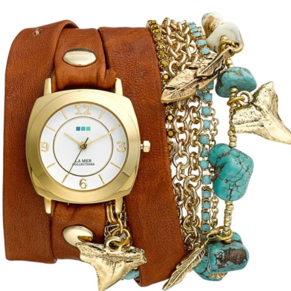 LA MER COLLECTIONS Leather & Chain Wrap Bracelet